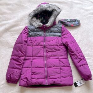 NWT, 14-16(XL) big Girl’s Weathertamer Bubble Coat & Headband, winter ja…